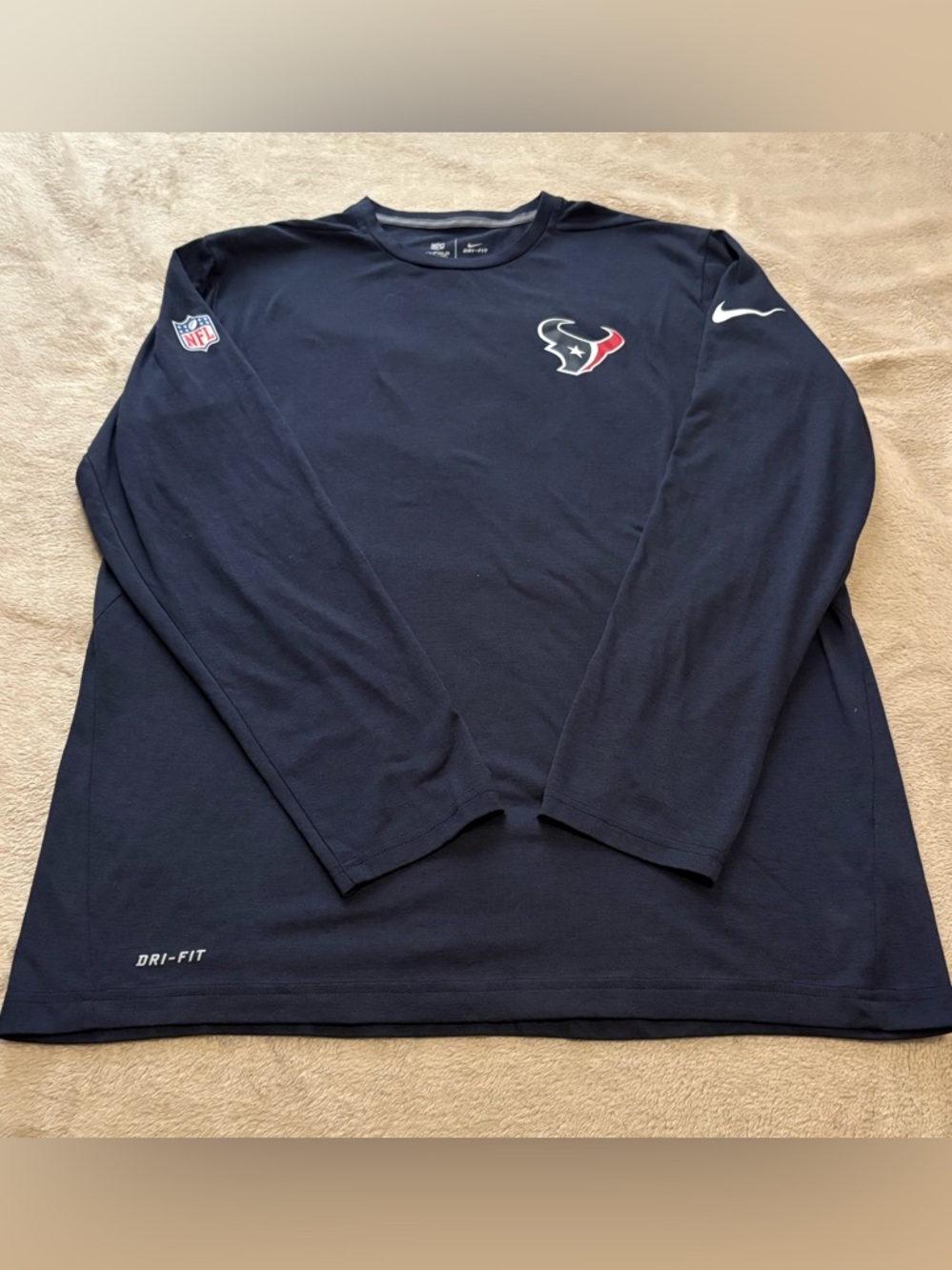 Nike Houston Texans Sideline Coach Dri-FIT Long Sleeve Performance Top - L
